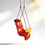 Baby Swing 9-36 Months Adjustable with Ropes and Carabiners, PE, 28x36x180 cm, Red and Yellow