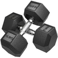 Dumbbell Set x2 x 12.5 kg Hex Dumbbell Set, Gym Weights with Non-Slip Knurled Grip, Black