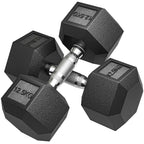 Dumbbell Set x2 x 12.5 kg Hex Dumbbell Set, Gym Weights with Non-Slip Knurled Grip, Black