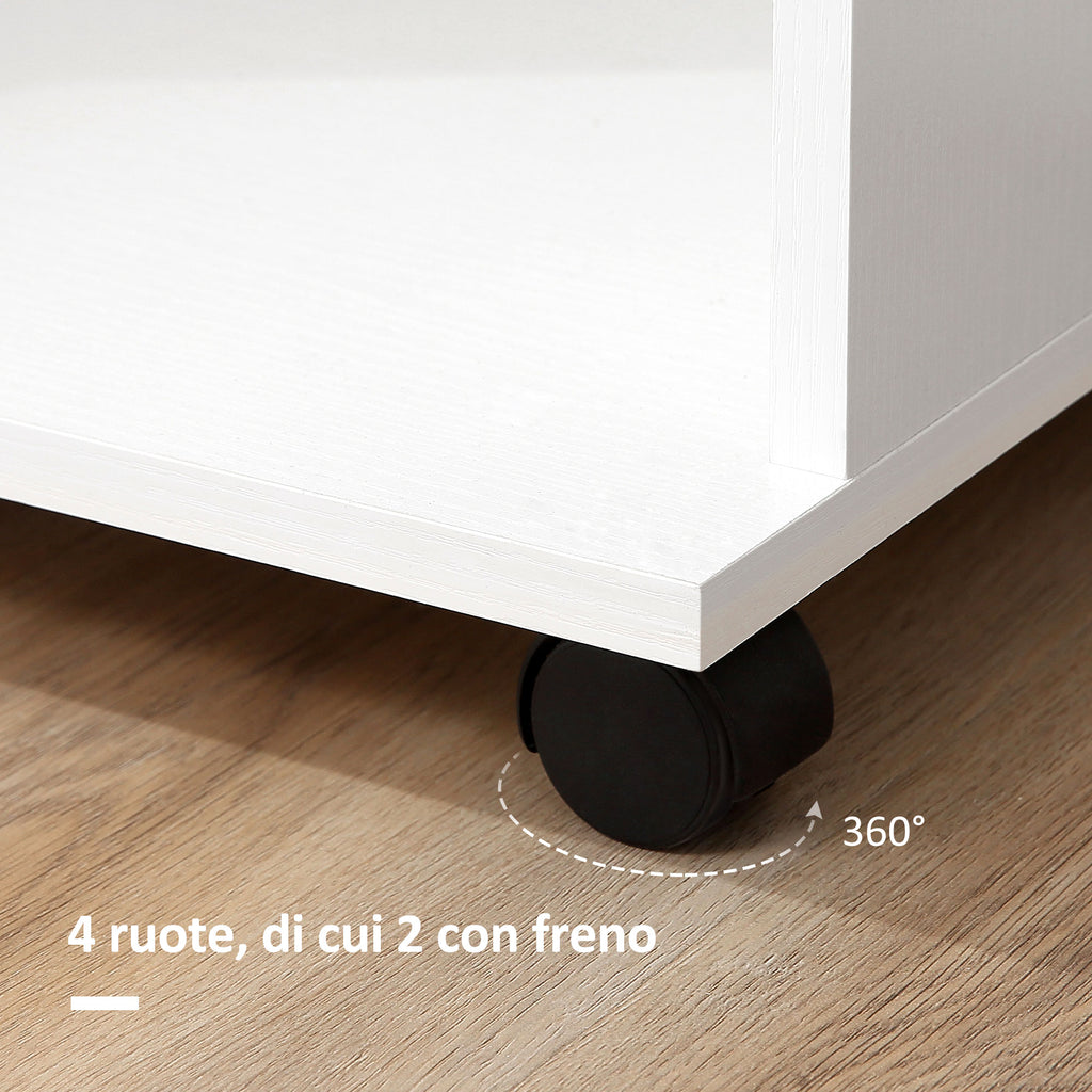 HomCom Wardrobe with Wooden Wheels, white, 80x40x128cm - Borgè