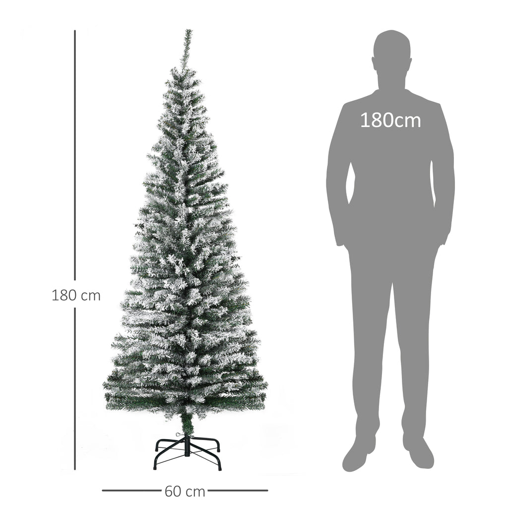 Green PP Snow-Covered Christmas Tree with 492 Fireproof Branches and Stainless Steel Base, Ø60x180 cm 4 (1)