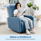 135° Manual Reclining Relaxing Chair, 360° Swivel with Rocking Function, Blue