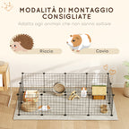 Modular Small Animal Playpen with Panels and Accessories, Indoor Metal Hedgehog Cage for Guinea Pigs and Hedgehogs, 106x73x36 cm, Black