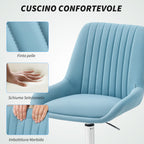 Height-Adjustable Desk Chair with 5 Wheels, PU Silicone, Foam and Steel, 52x58x80-90 cm, Blue