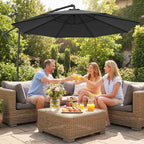 Outsunny Adjustable Cantilever Garden Umbrella, 3x3m, Black