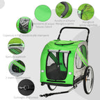 PAWHUT Bike trailer and dog stroller 2 in 1 in steel and Oxford fabric with cathi -frantic, green - Borgè