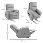135° Reclining Lift Chair with 8 Massage Points and Footrest, 89x99x103 cm, Light Grey