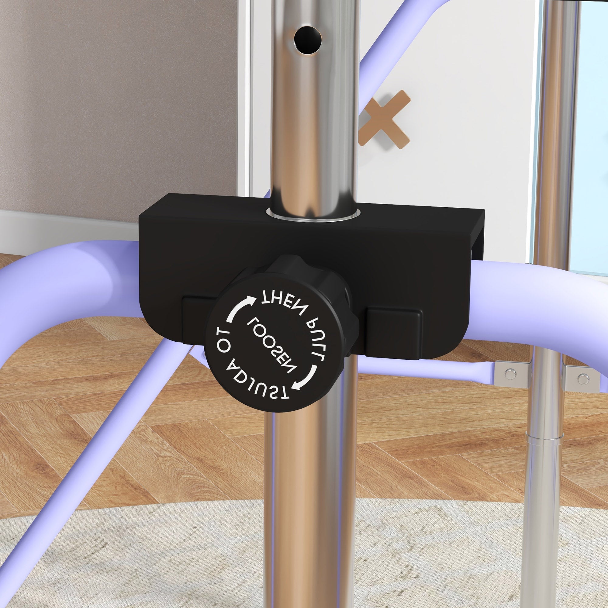 HOMCOM Height-Adjustable Gymnastics Bar for Children with 2 Rings, Steel, 148x105x88-128 cm, Purple