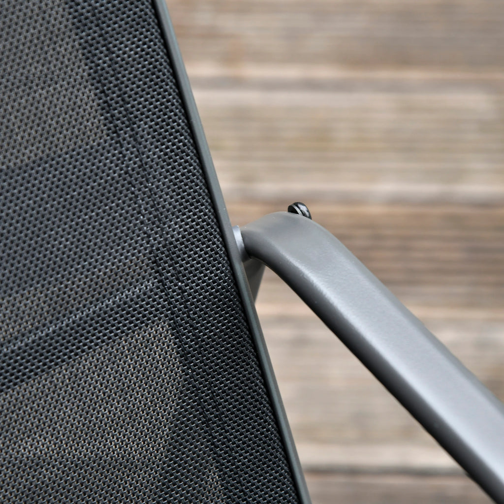 PUPI - Set of Table with Bench and 2 Garden Chairs, Outdoor Furniture in Metal and Texteline, Black - Borge' Group Limited