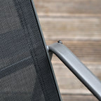 PUPI - Set of Table with Bench and 2 Garden Chairs, Outdoor Furniture in Metal and Texteline, Black - Borge' Group Limited