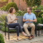 Outsunny 2-Seater Metal Garden Bench with Breathable Texteline Fabric, Grey.