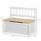 2 in 1 Wooden Children's Storage Chest with Piston for Safe Closing, 60x30x50cm White and Natural Wood