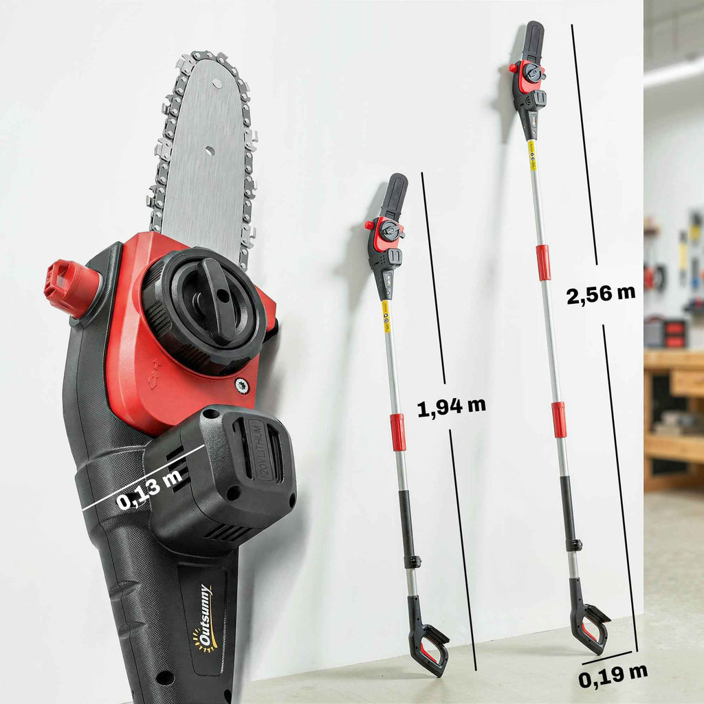 Outsunny 1.94m-2.56m Cordless Telescopic Chainsaw with Automatic Lubrication