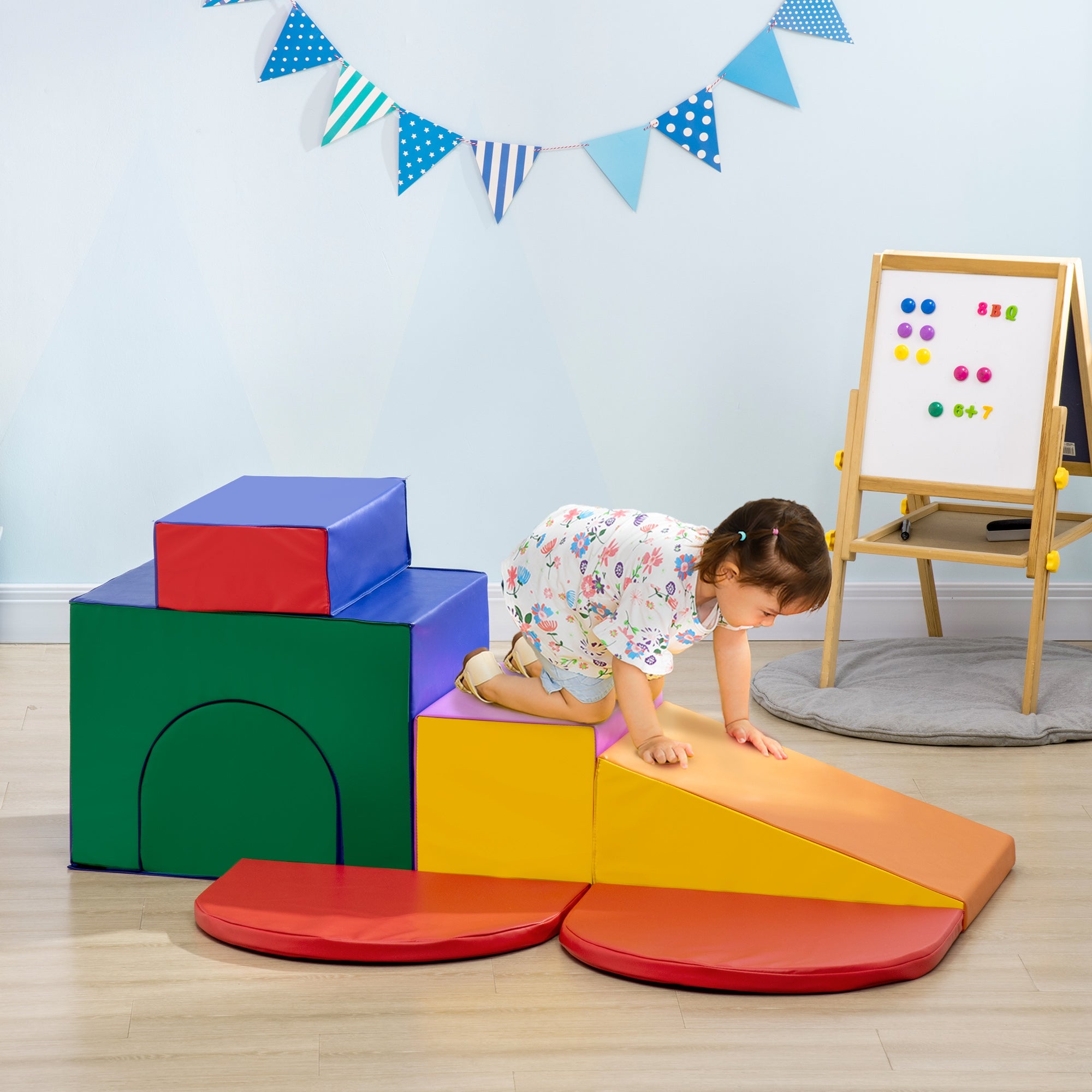 7-Block Multi-Coloured PU and EPE Playset for Babies 12-36 Months, 170x130x40 cm