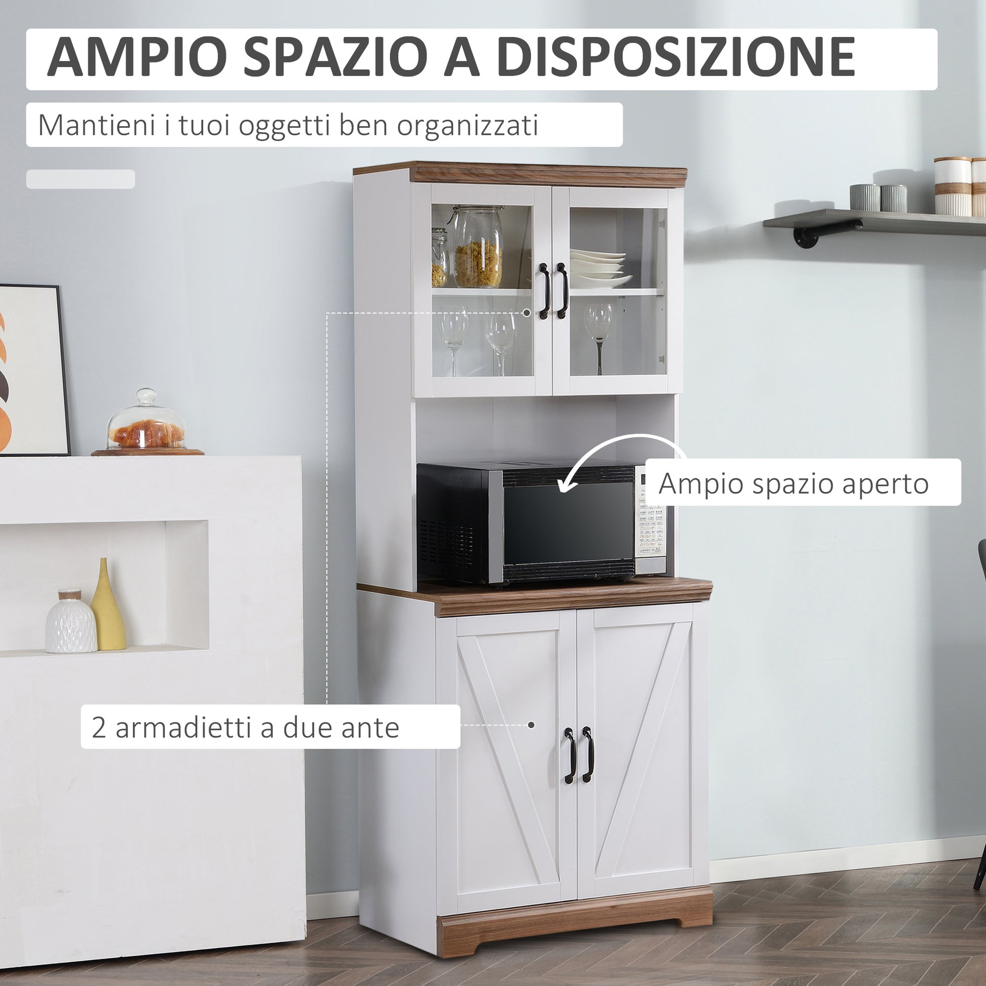 Homcom dispensate MDF kitchen with higher and less than 2 doors and work surface, 72x40x178 cm - Borgè