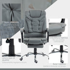 Ergonomic Office Chair 145° Reclining with Pull-Out Footrest in Faux Leather, Grey
