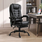 Office Chair with 7 Vibrating Points, Footrest and 155° Reclining Backrest, Black - Borgè