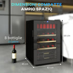 53L Wine Cooler with Adjustable Shelves for 12 Bottles and 25 Cans, 43x45x64 cm, Black