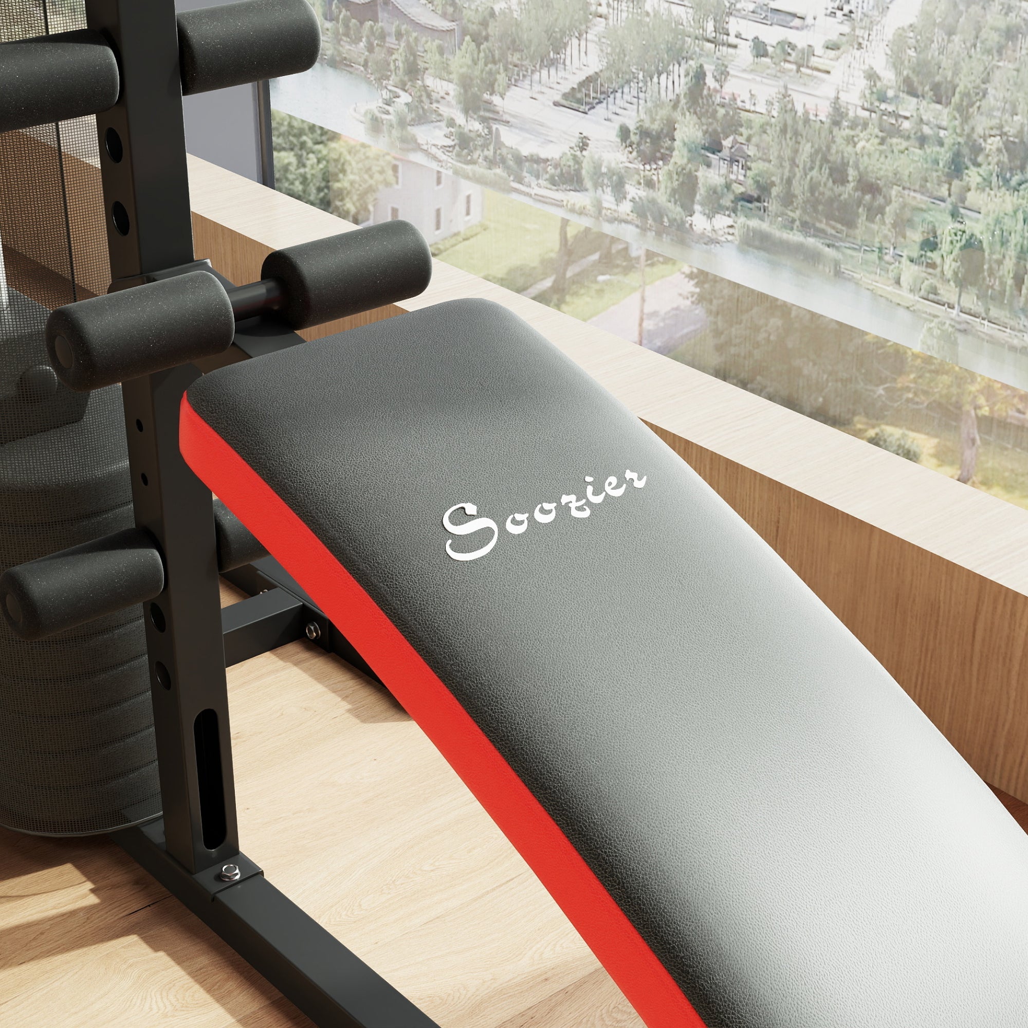 SPORTNOW Multifunctional Fitness Station for Body Training, Made of Steel and PU, 225x175x200 cm, Black