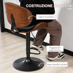 Set of 2 Bar Stools with Height-Adjustable Backrest, Wood and Faux Leather, 53x52x92-112 cm, Black