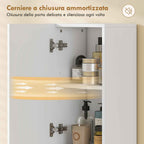 HOMCOM 2-Door Bathroom Cabinet with Open Space and Adjustable Shelves, Wooden, 30x24x140 cm, White