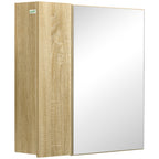kleankin Bathroom Cabinet with Mirror and 4 Internal Shelves, in Chipboard, 60x15x60cm, Wood Color