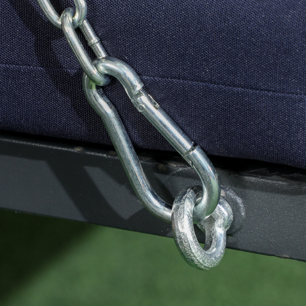 3 Seater Garden Swing with Cushions, Chaise Longue Seat and Canopy, 198x118x168 cm, Dark Blue