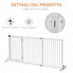 PAWHUT DOG CANCELLINE ADJUSTABLE Size with 3 panels, in pine wood, 113-166x36x71 cm, white - Borgè
