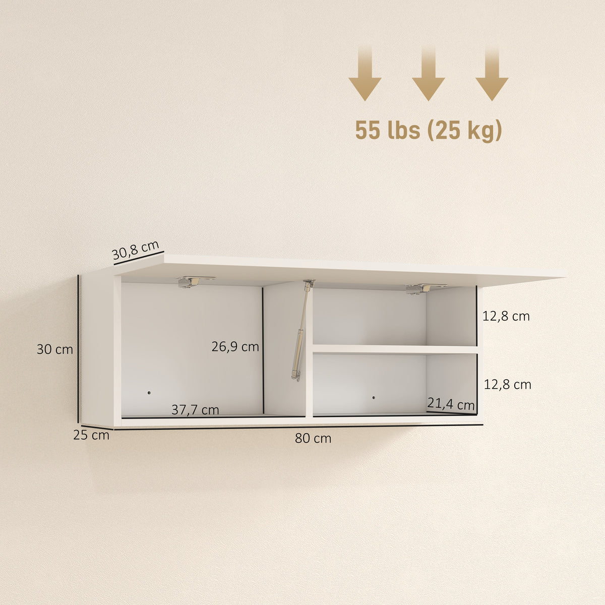 HOMCOM Bathroom Cabinet with Drop-Door and Shelves, 80x25x30 cm, White