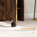 HOMCOM Folding Drop-Leaf Dining Table for 6 People with 2 Open Shelves and Lockable Castors, Brown