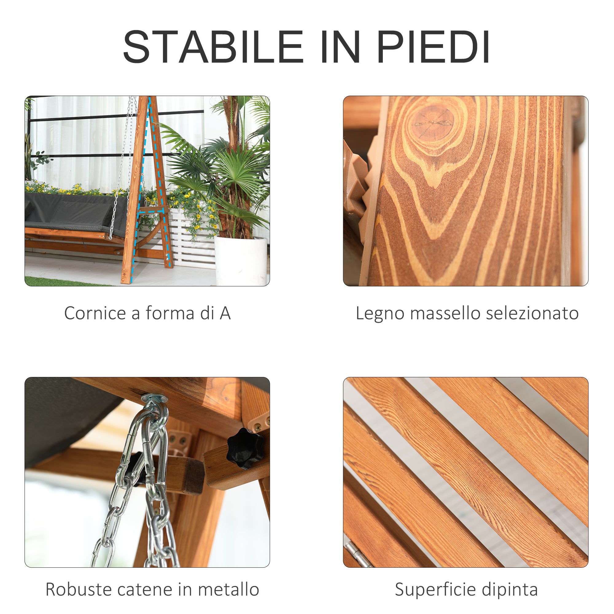 3-Seater Garden Swing Convertible to a Double Bed, 225.5x113x180cm