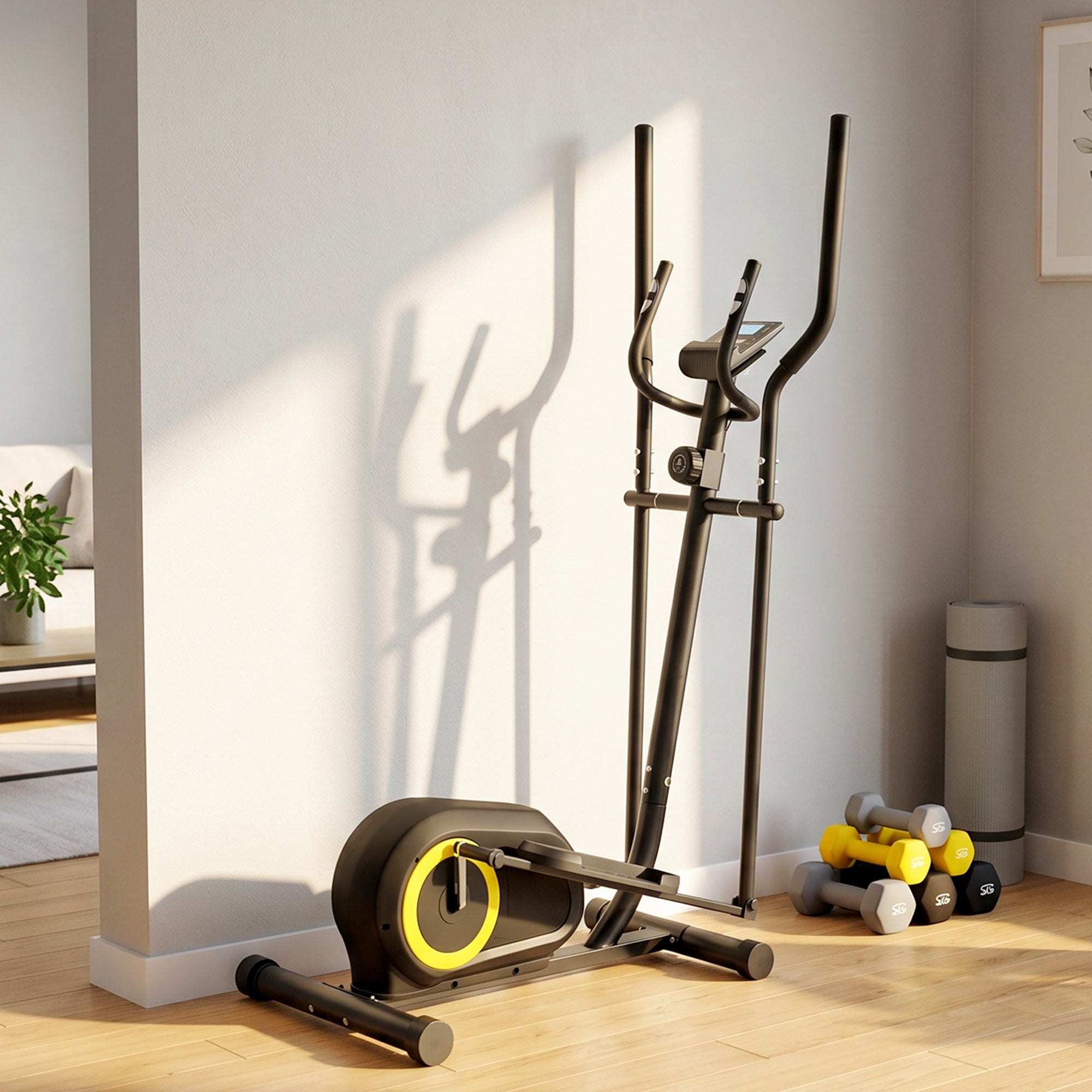 SPORTNOW Elliptical Home Trainer, Silent Magnetic, App Compatible