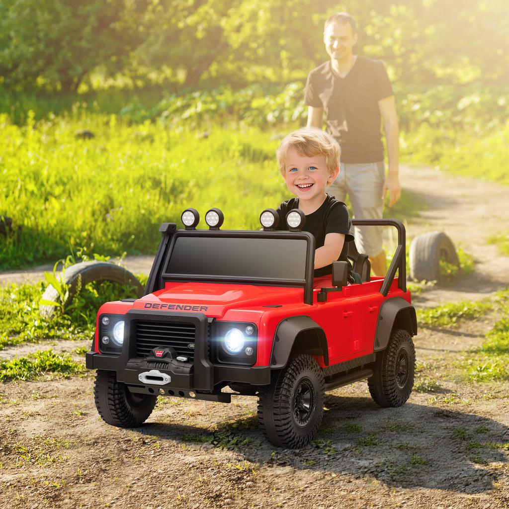 Electric Ride-On Toy Car for Kids Ages 3-5, Land Rover Official 12V with Remote Control, Suspension, LED Lights, Red