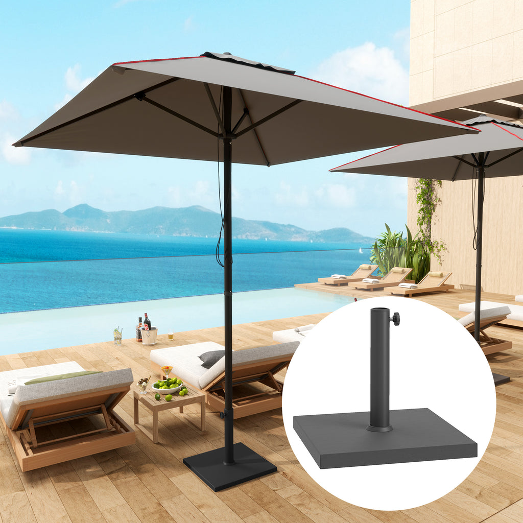 14.5 kg Square Umbrella Base with Crank, in HDPE and Cement, 44x44x30 cm, Black