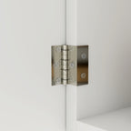 Modern Oval Bathroom Mirror with Cabinet and Two Shelves, 45x90 cm, White