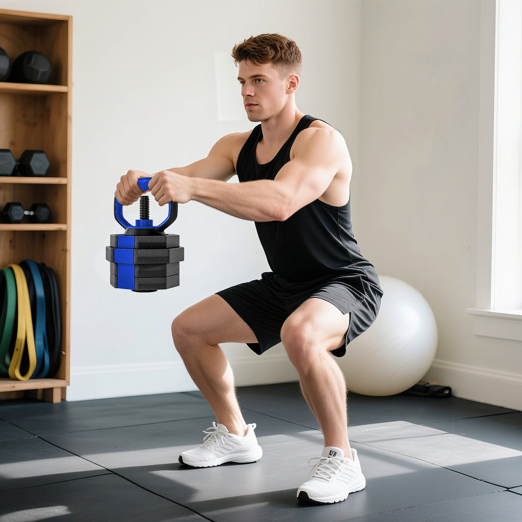 SPORTNOW 6-in-1 Multifunction Gym Weight Set, 20kg Total, Plastic and Sand, 125x18x18 cm, Blue