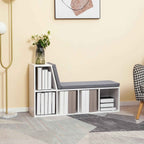 HOMCOM Modern 5-Tier Open Bookcase with 2 Cushions, Wooden, 108x30x60 cm, Grey