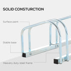 Steel Bike Rack, 5-Bike Parking Stand, 145 x 33 x 27 cm, Silver