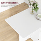 HOMCOM Folding Leaf Table with 3-Level Shelves, Box and Wheels, in MDF, 130x80x76.5 cm, White - Borgè