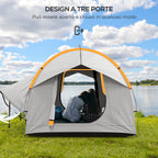Outsunny 3-Door Waterproof Car Tent in Polyester, PE and Fiberglass, 239x210x210 cm, Gray and Orange - Borgè