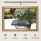Outsunny Folding and Adjustable Balcony Table, Made of Aluminum and Composite Wood, 60x40x55-64 cm, Black