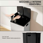 HOMCOM 2-Compartment Waste Bin, 28L, Silver