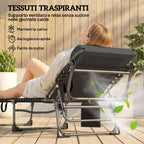 Outsunny Set of 2 Folding and Reclining Garden Sun Loungers on 5 Levels with Cushions, 57x200x38 cm, Black