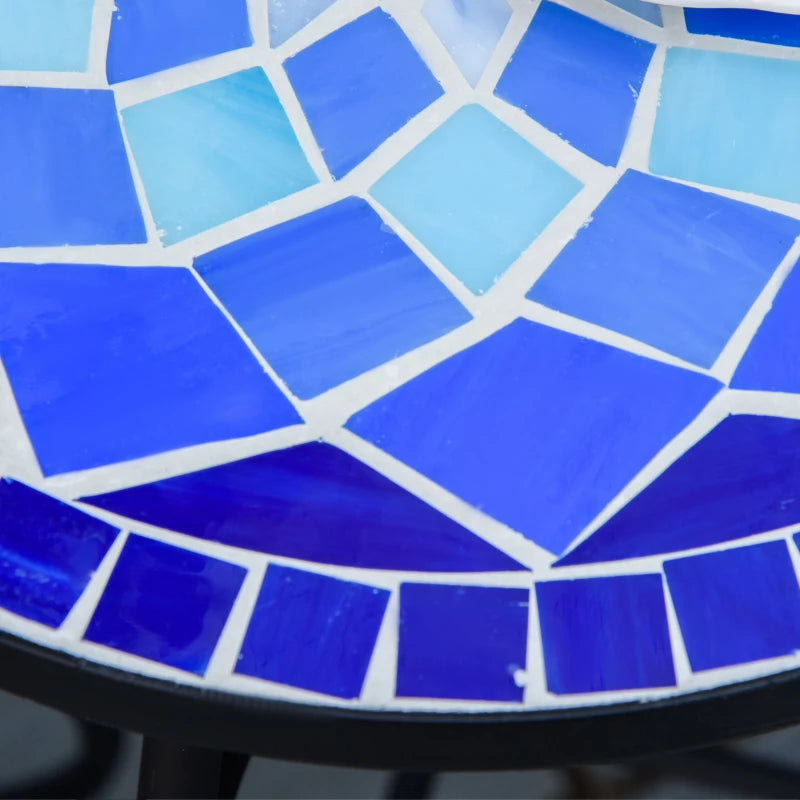 Round Mosaic Metal Garden Coffee Table with Ceramic Top, Ф35.5x53.5cm - Borge' Group Limited