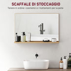 Wall Mounted Bathroom Mirror with Shelf, Modern and Multipurpose Design, 60x12x40 cm, Wood