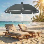 Outsunny Tilting Beach Umbrella with Anchor and Bag, Ø150x185 cm, Dark Grey