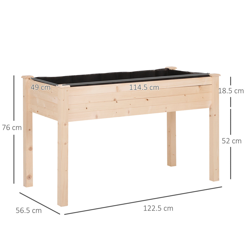 Outsunny Raised Vegetable Garden Bed, Hanging Urban Vegetable Garden Planter Table with Fabric Cover for Garden, 122.5x56.5x76cm, Wood