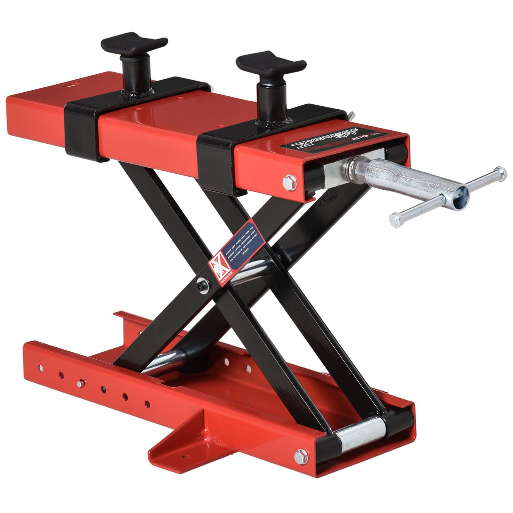 Scissor Motorcycle Lift, Adjustable Central Motorcycle Stand Up to 500kg in Red Metal