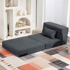 HOMCOM Folding Sofa Bed Convertible to Chaise Longue with Mattress, 80x80x64 cm, Dark Grey