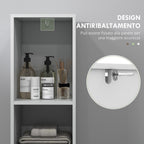 Space-Saving Bathroom Column with Cabinet and 2 Open Compartments, 30x30x160cm, White